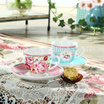 100CC Elegant Flower Design Porcelain Coffee Cup set